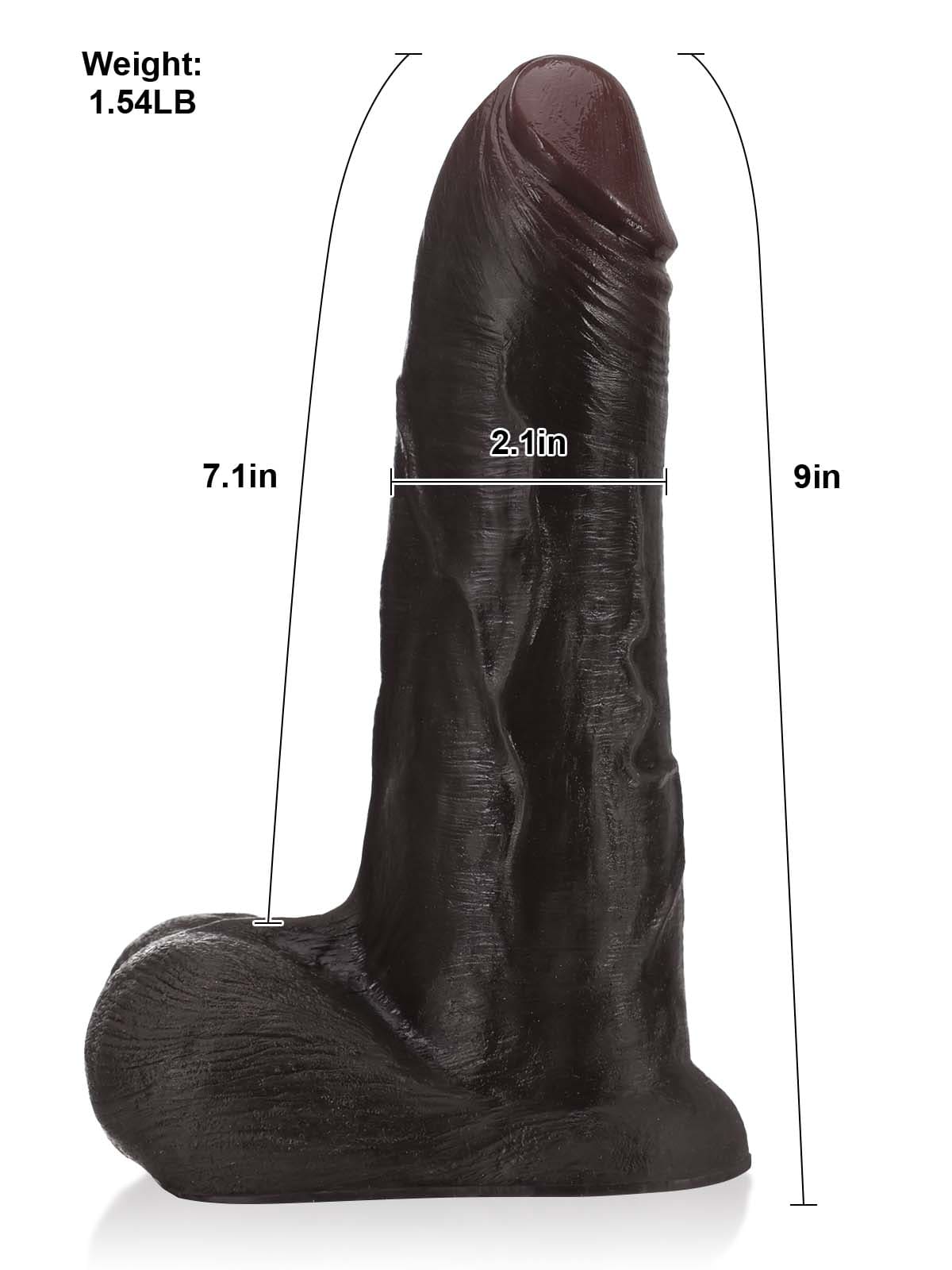 Phantom 9" x 2" Black Sliding Skin Vac-U-Lock Dildo With Moving Balls & Suction Cup