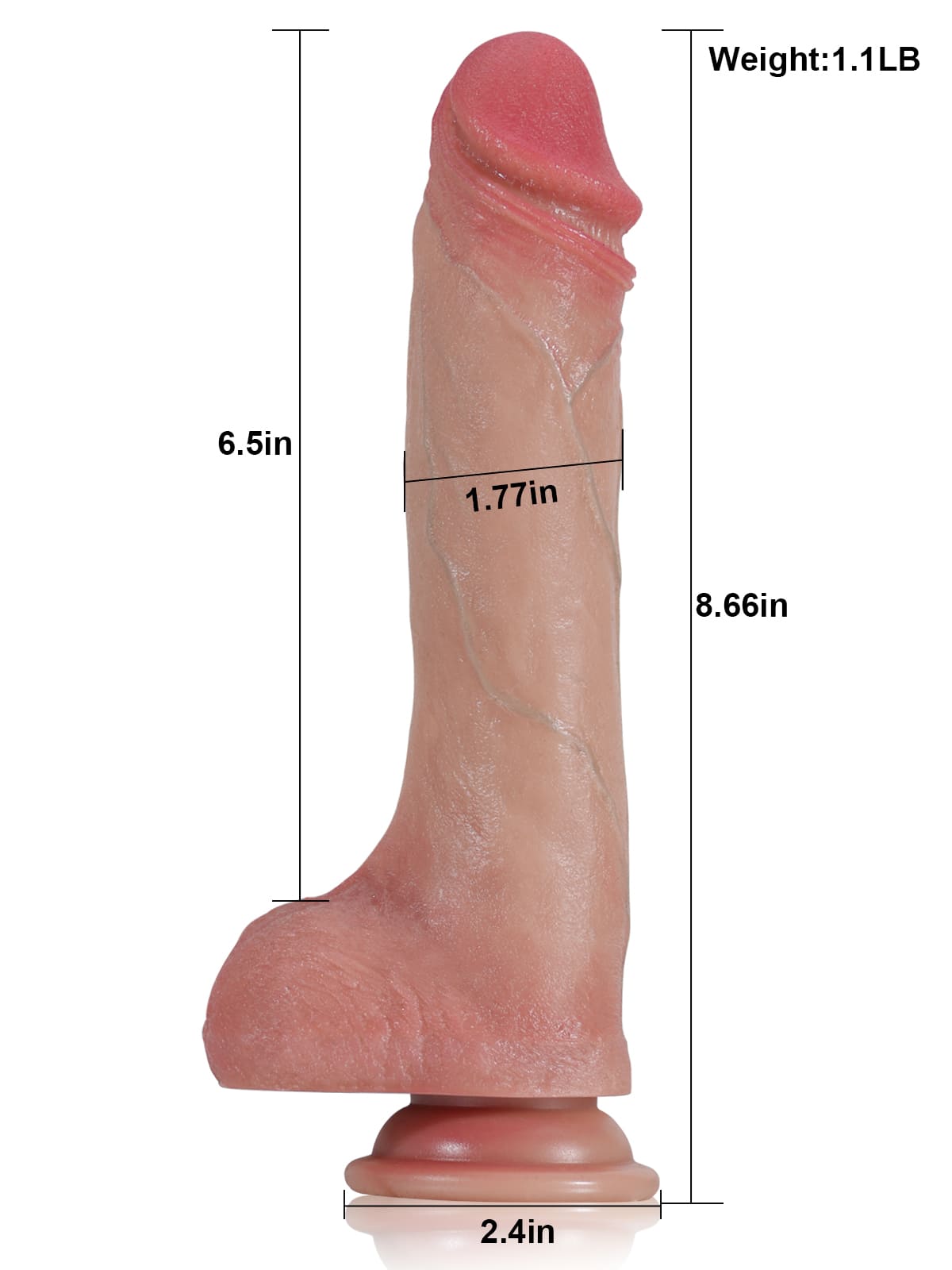 Benjamin 8.6" x 1.7" Flesh Soft Sliding Skin Thrusting Dildo