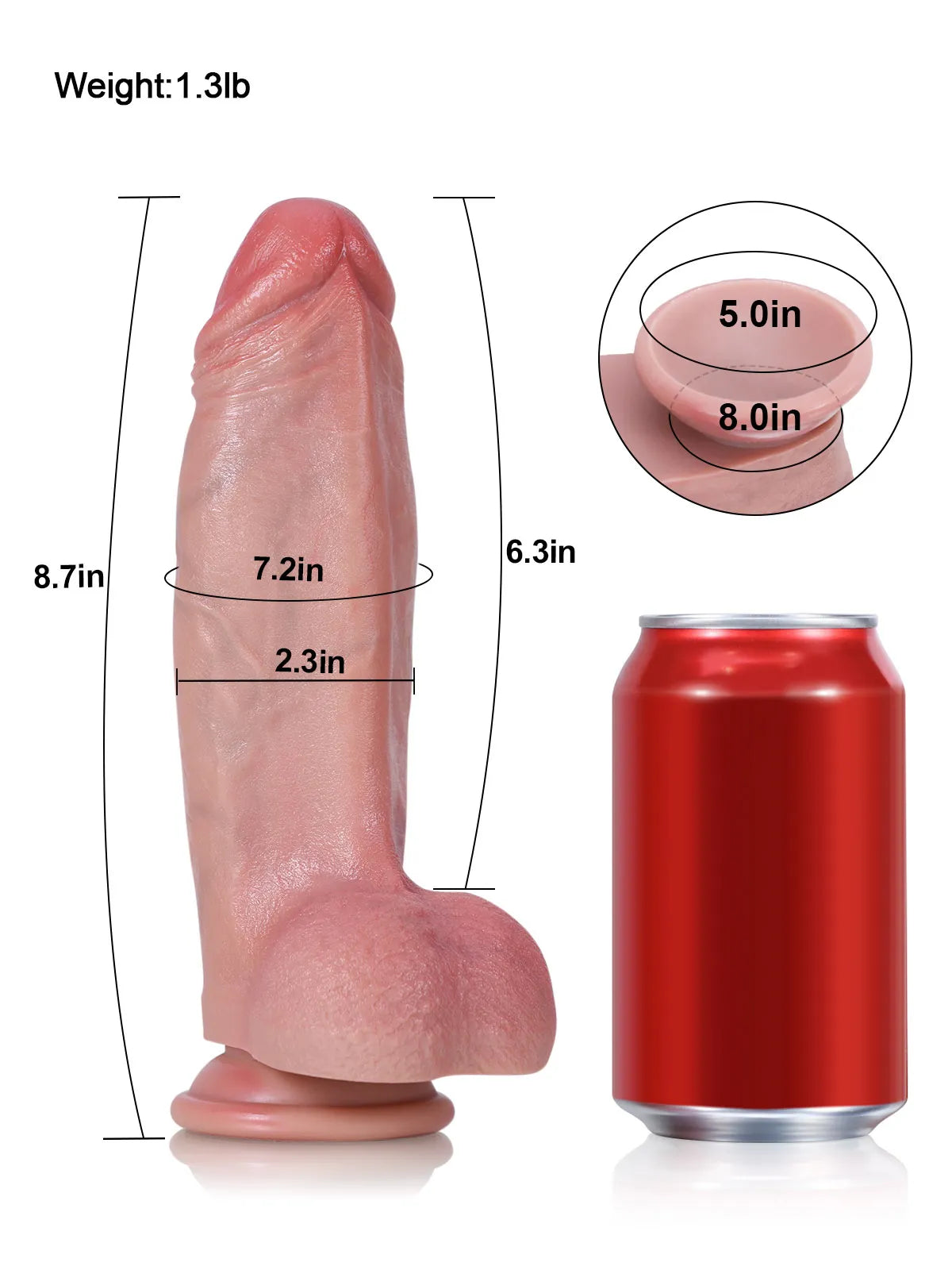 Jorge 8.7" x 2.3" - M Realistic Soft Flesh Like Thick Short Fat Dildo