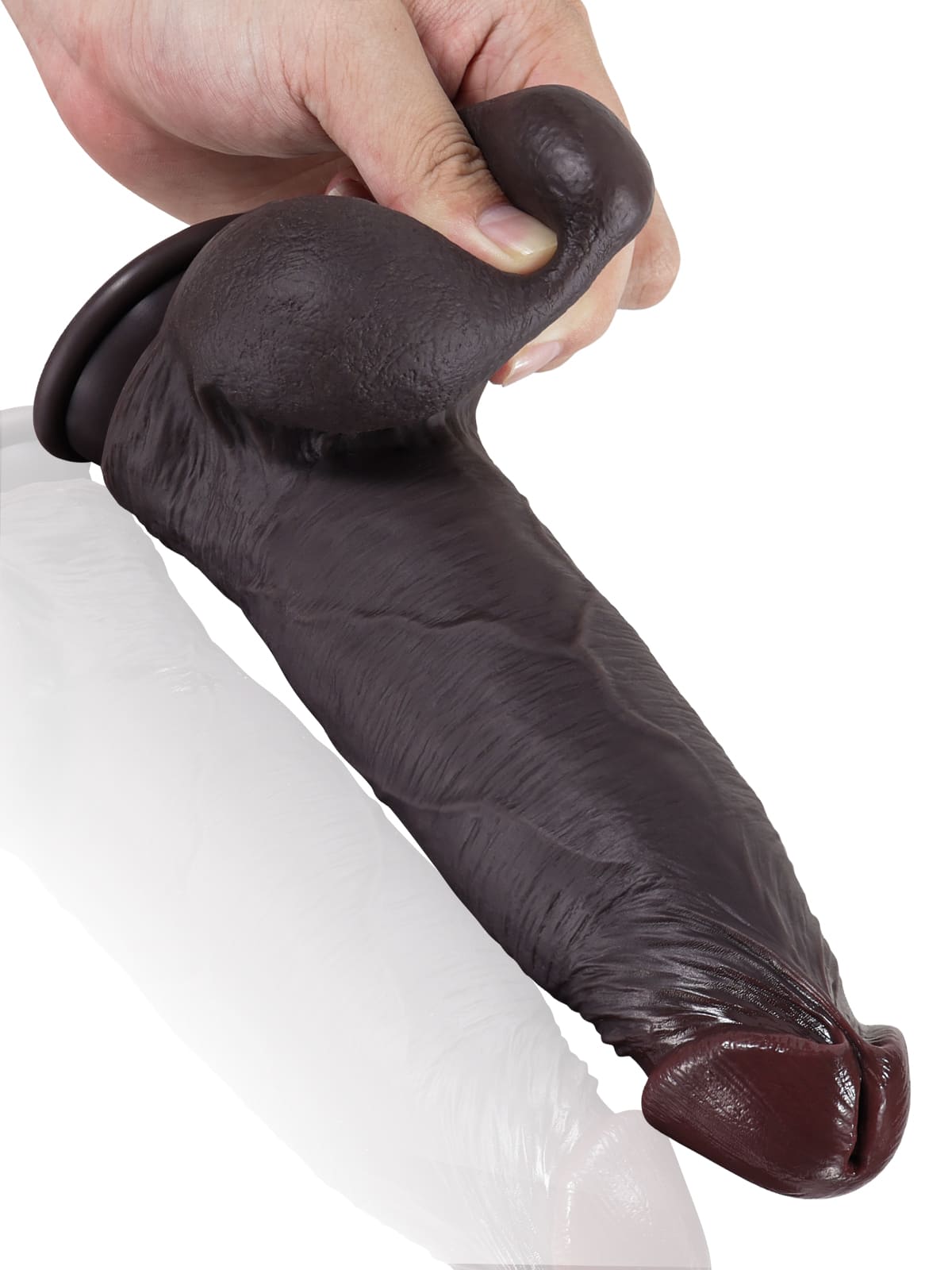 Joshua 9" x 2" Black Soft Skin Thick Sliding Skin Dildo With Moving Balls