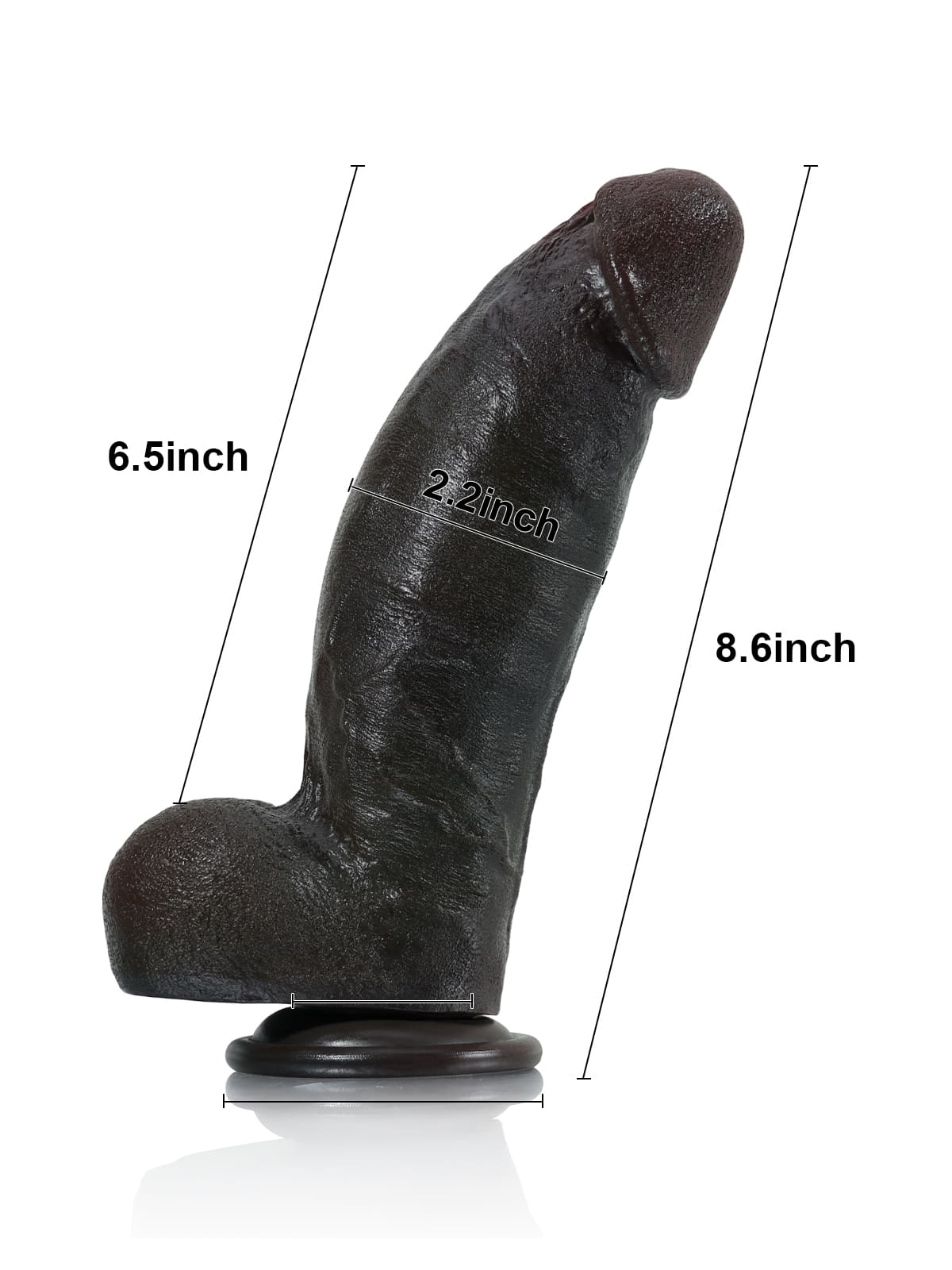 Kimi 8.6" x 2.2" Realistic Soft Black Like Thick Short Fat Dildo