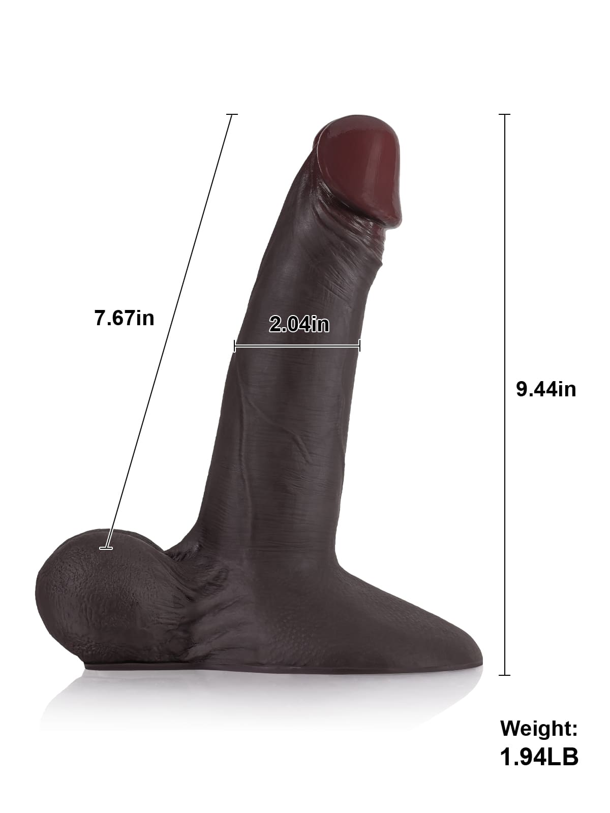 Patriot 9.4" x 2" Black Sliding Skin Vac-U-Lock Dildo With Moving Balls & Suction Cup