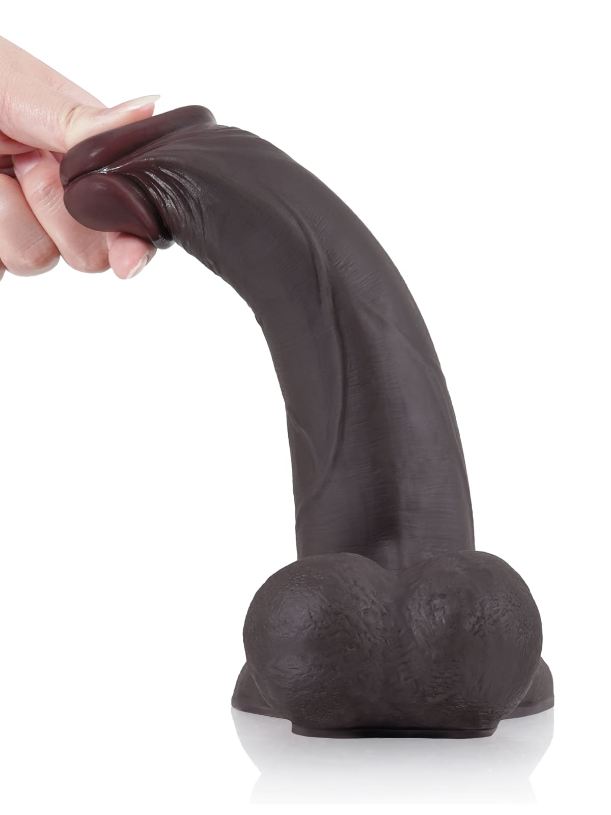 Patriot 9.4" x 2" Black Sliding Skin Vac-U-Lock Dildo With Moving Balls & Suction Cup