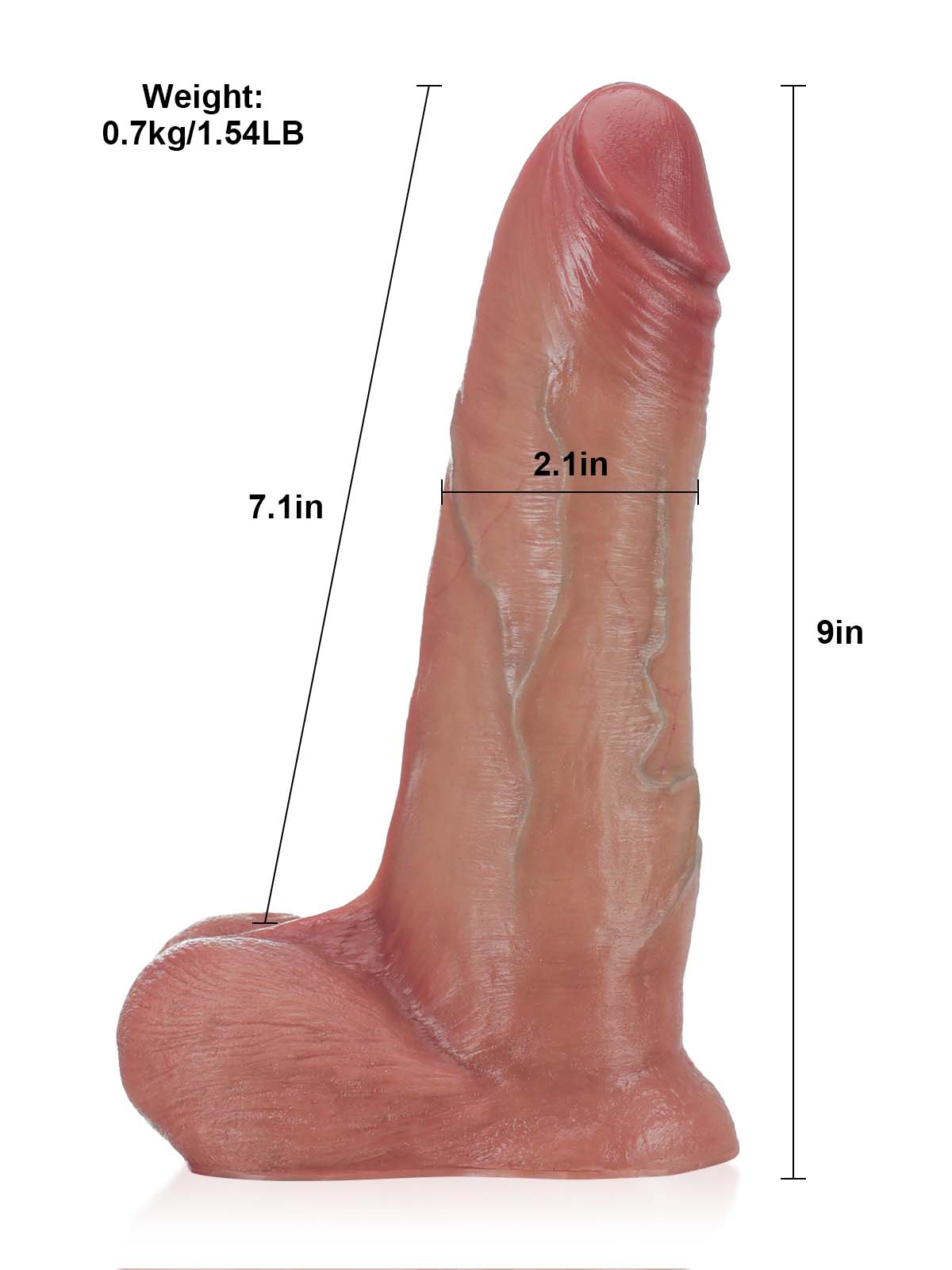 Phantom 9" x 2" Thick Sliding Skin Vac-U-Lock Dildo With Moving Balls & Suction Cup