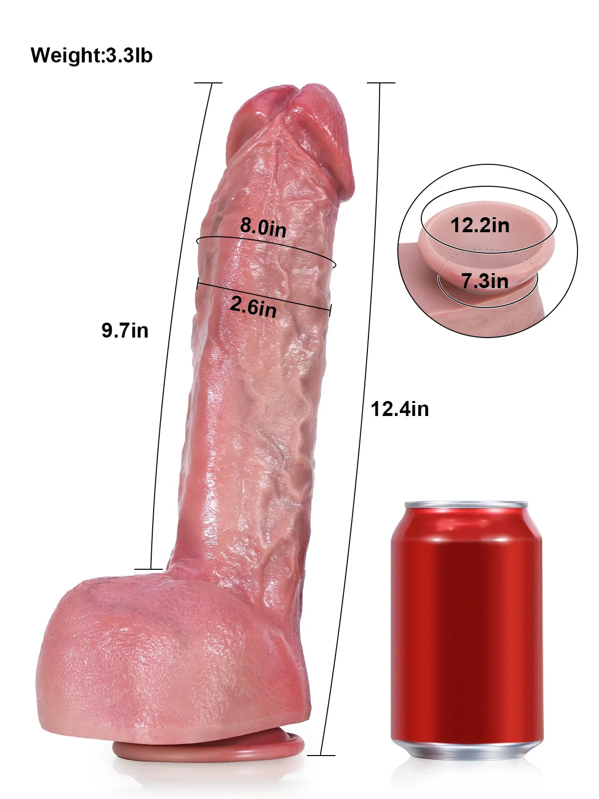 Robin 12.4" x 2.6" - XXL Size Large Thick Realistic Dildo With Metal Keel
