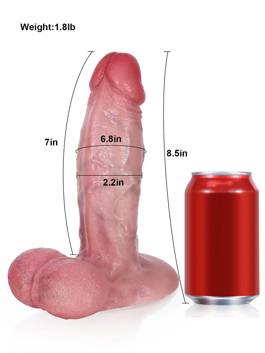 Ross 8.5" x 2.2" Tapered Curved Dildo with Raised Ridge and Veins
