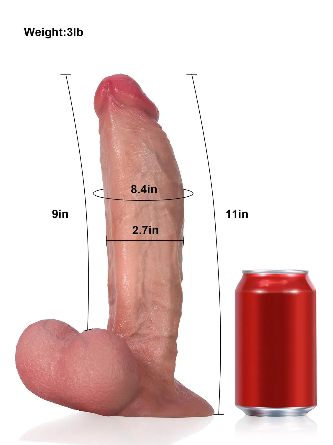 Legolas 11" x 2.7" Extra Thick Dildo With Swinging Balls & Vac U Lock Suction Cup