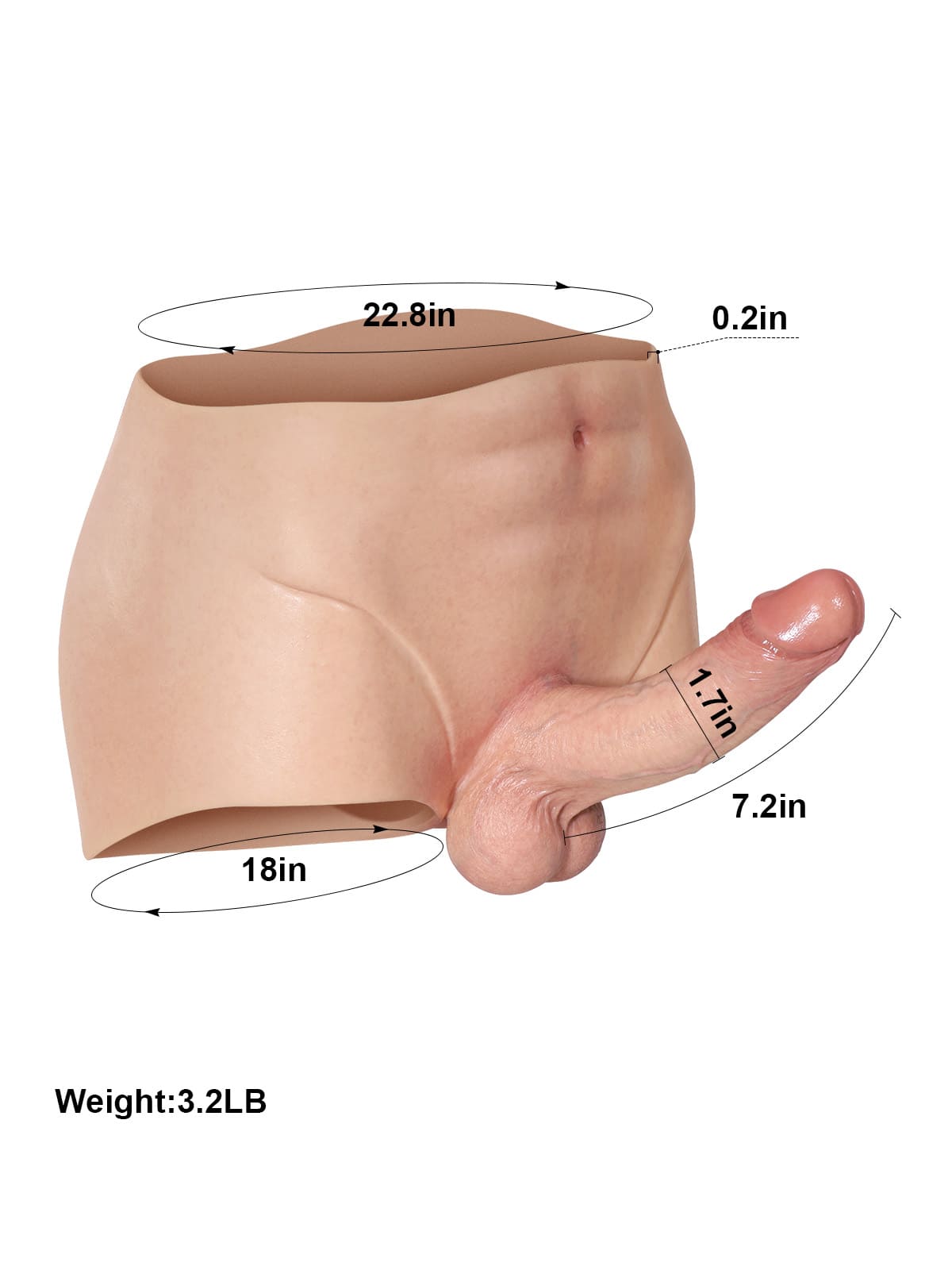 Beck 7.2" x 1.7" Strap Shorts Realistic Soft Cyber Skin Strap-On Dildo