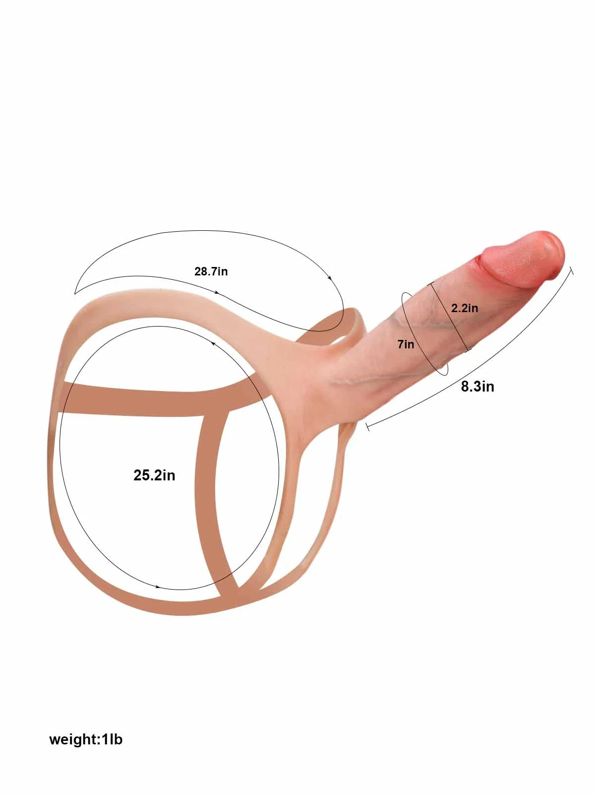 Seraphine 8.3" x 2.2" Wearable Hollow Dildo Strap-On • Penis Extender • ED Sleeve • For Women & Men