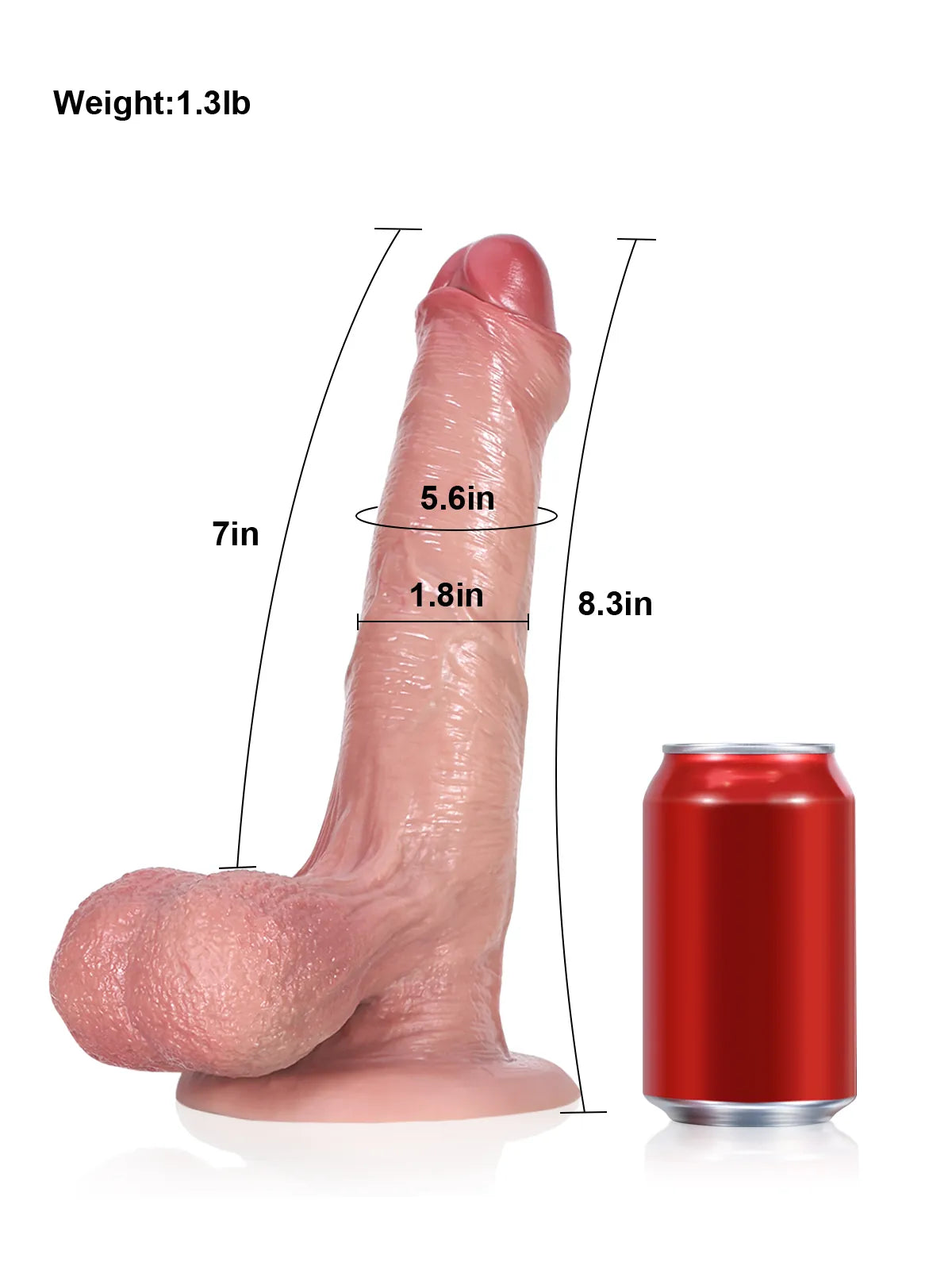Chris 8.3" x 1.8" - Uncircumcised Dildo With Swinging Saggy Balls & Metal Keel Bendable