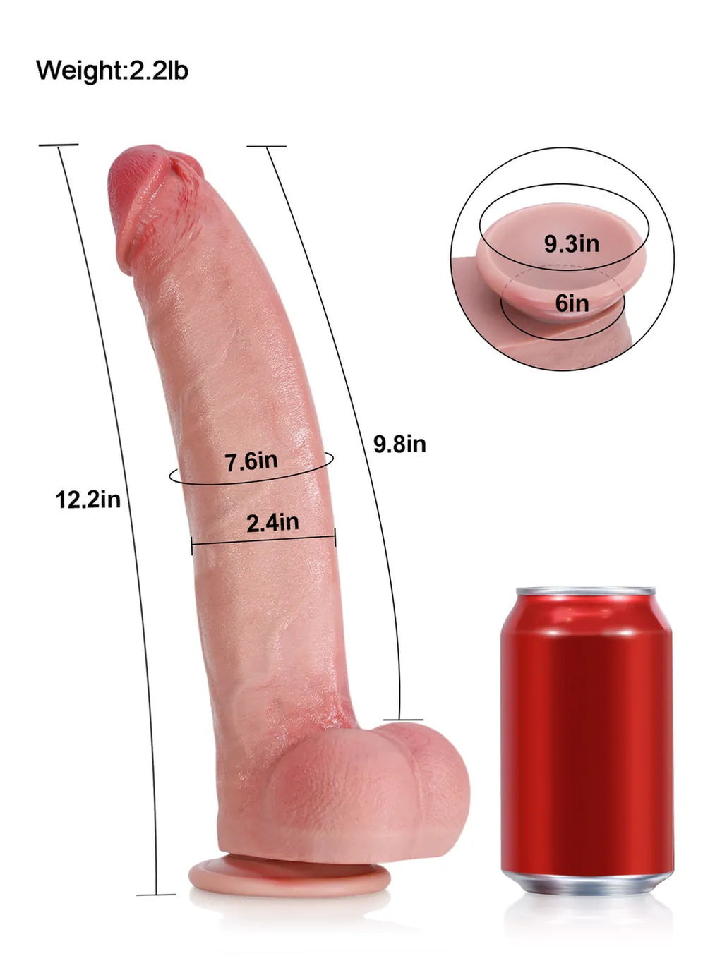 Farid 12.2" x 2.4" - Huge Dildo Soft Skin Dick With Metal Keel