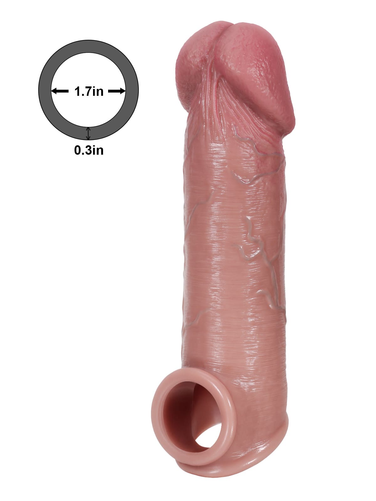 Anthony 8.5" x 2" Big Glans Realistic Huge Penis Extension Sleeve