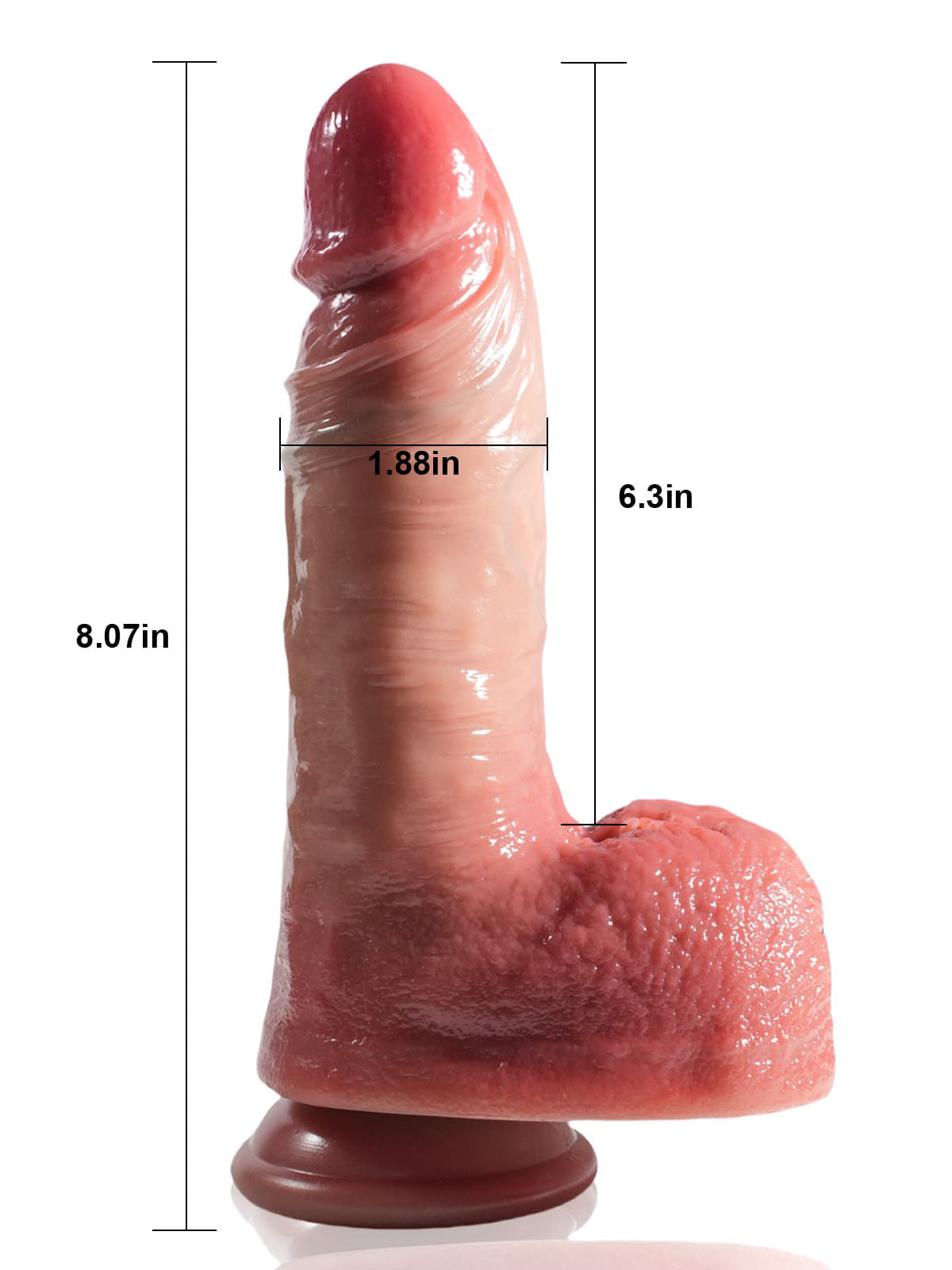 Jeremy 8" x 1.8" Life Like Vibrating Thrusting Dildo 7 Modes Thrusting & 3 Modes Vibrating