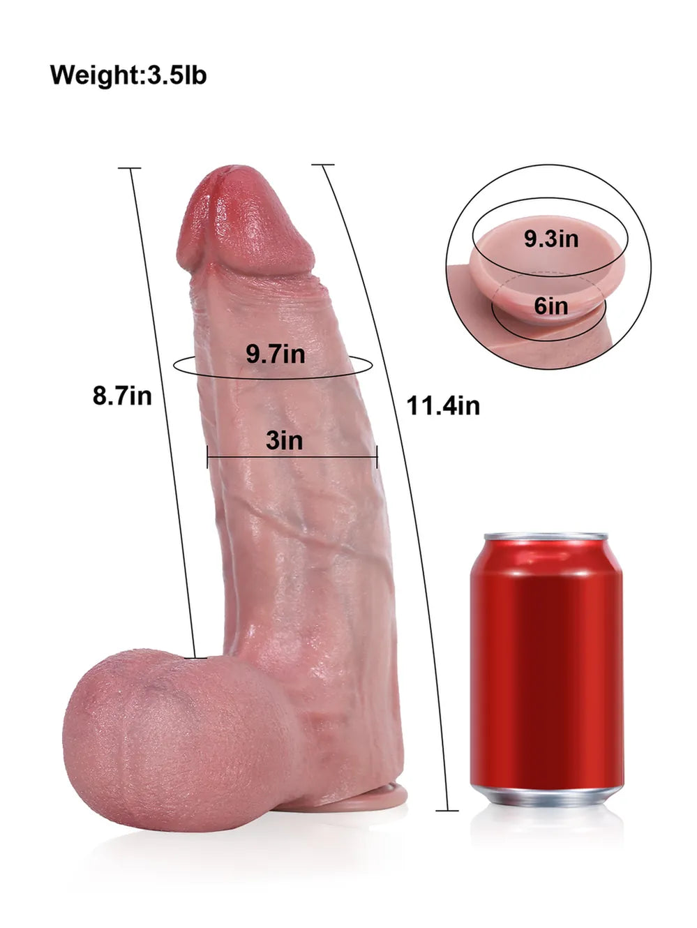 Lee 11.4" x 3" - Extra Thick Dildo with Triple Raised Veins