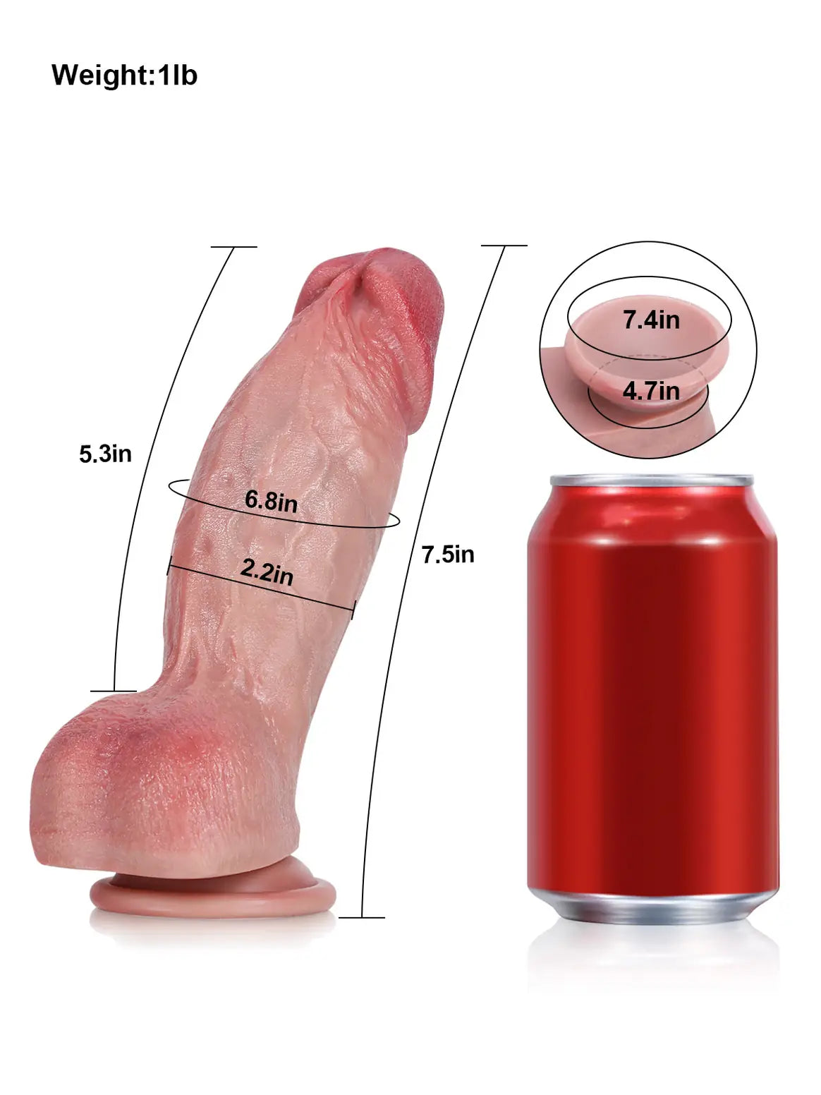 Londo 7.5" x 2.2" - Thick Short Fat Dildo Asian Flesh Soft Skin