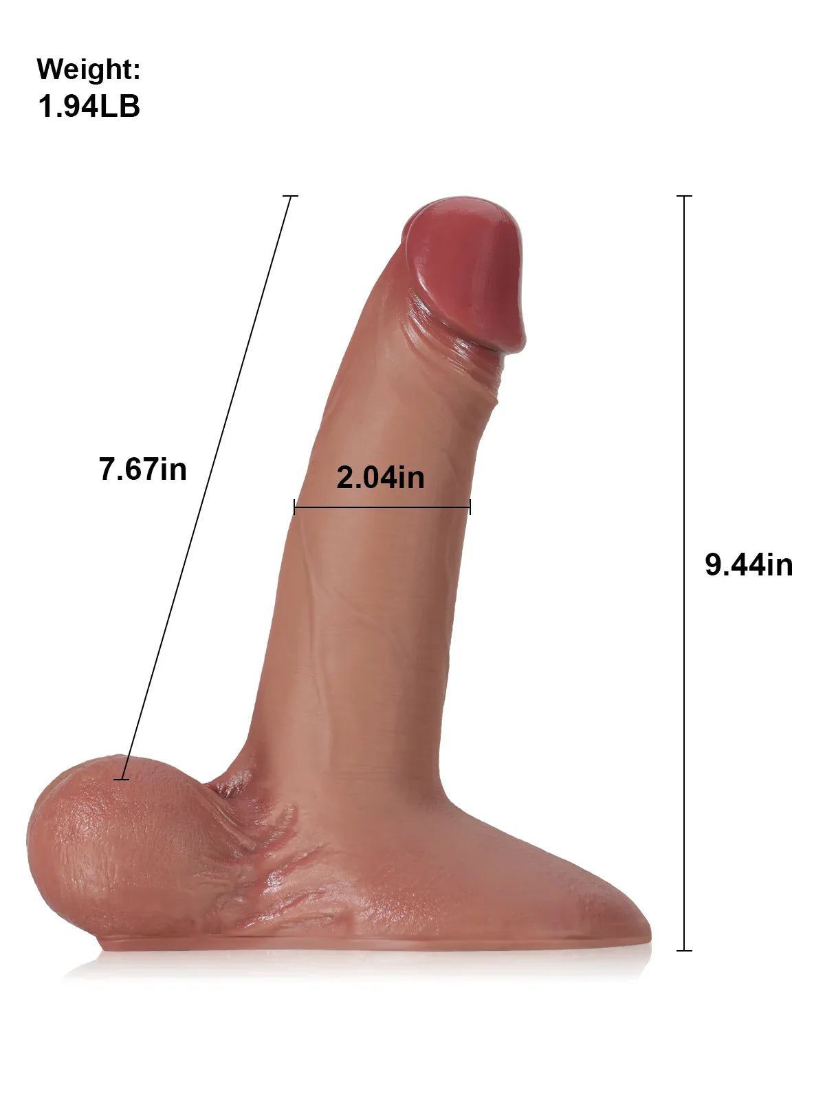 Patriot 9.4" x 2" Brown Sliding Skin Vac-U-Lock Dildo With Moving Balls & Suction Cup