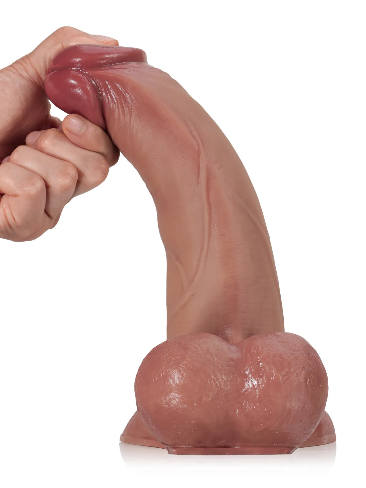 Patriot 9.4" x 2" Brown Sliding Skin Vac-U-Lock Dildo With Moving Balls & Suction Cup