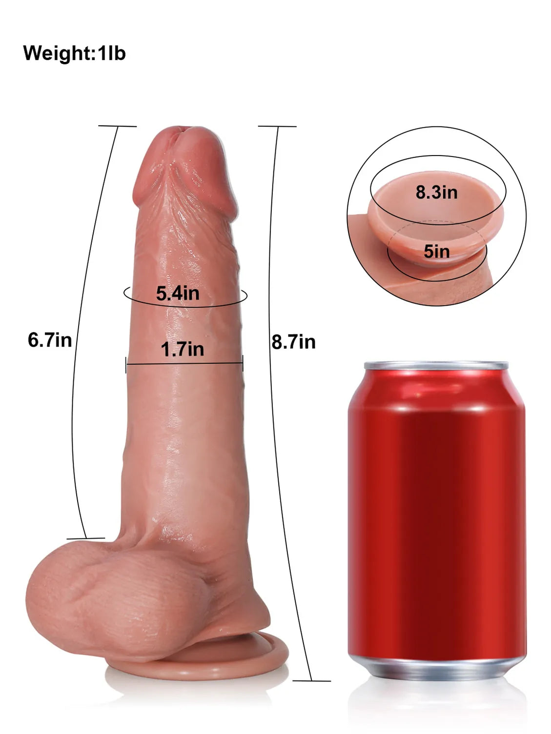 Billy 8.7" x 1.7" Sliding Skin Dildo With Moving Balls