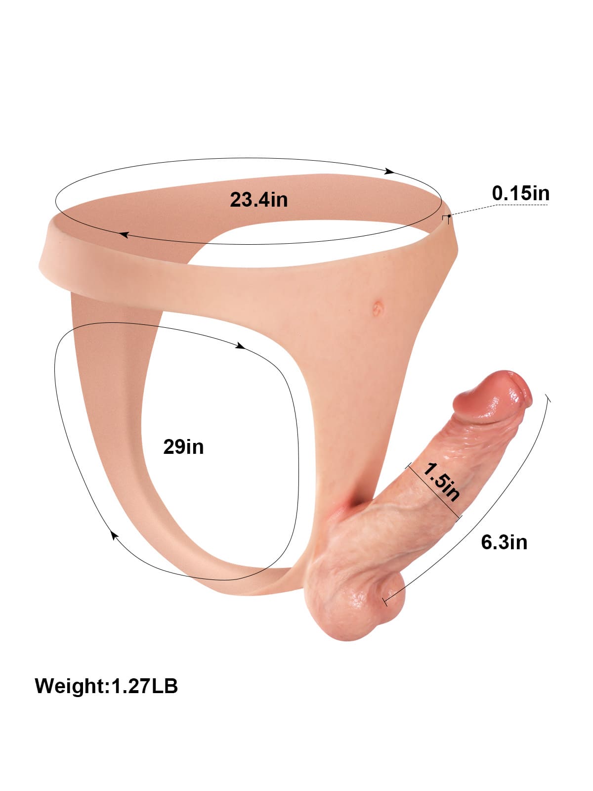 Nick 6.3" x 1.5" Realistic Silicone Strapped Dirty Penis, Sexy Thong Style With Dildo