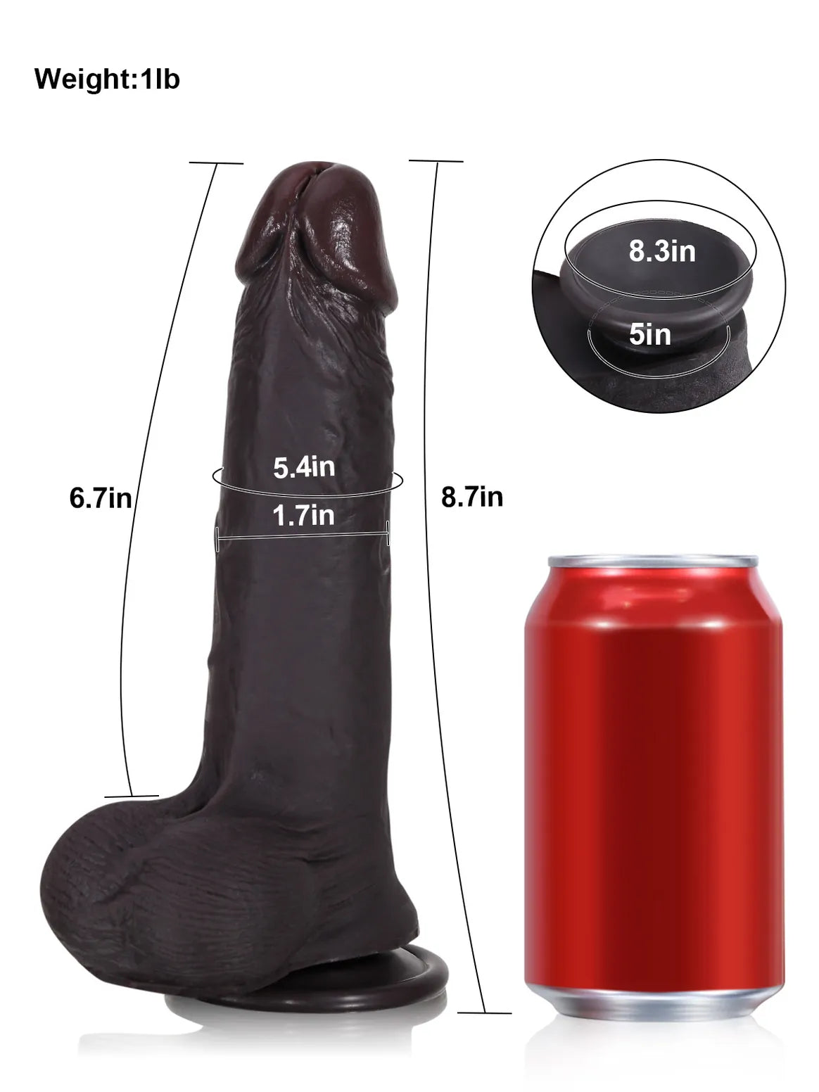 Billy 8.7" x 1.7" Black Sliding Skin Dildo With Moving Balls
