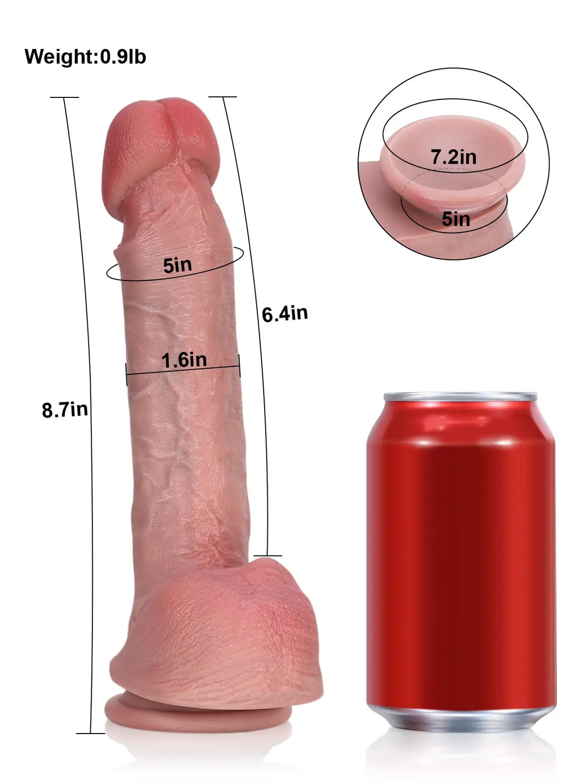 Robert 8.7" x 1.6" - Real Feeling Big Mushroom Head Glans Dildo