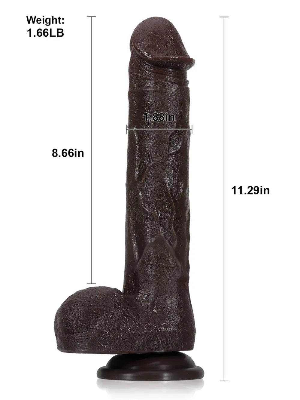 Adrianus 11" x 1.9" Black Big Vibrating Thrusting Dildo 7 Modes Thrusting & 3 Modes Vibrating