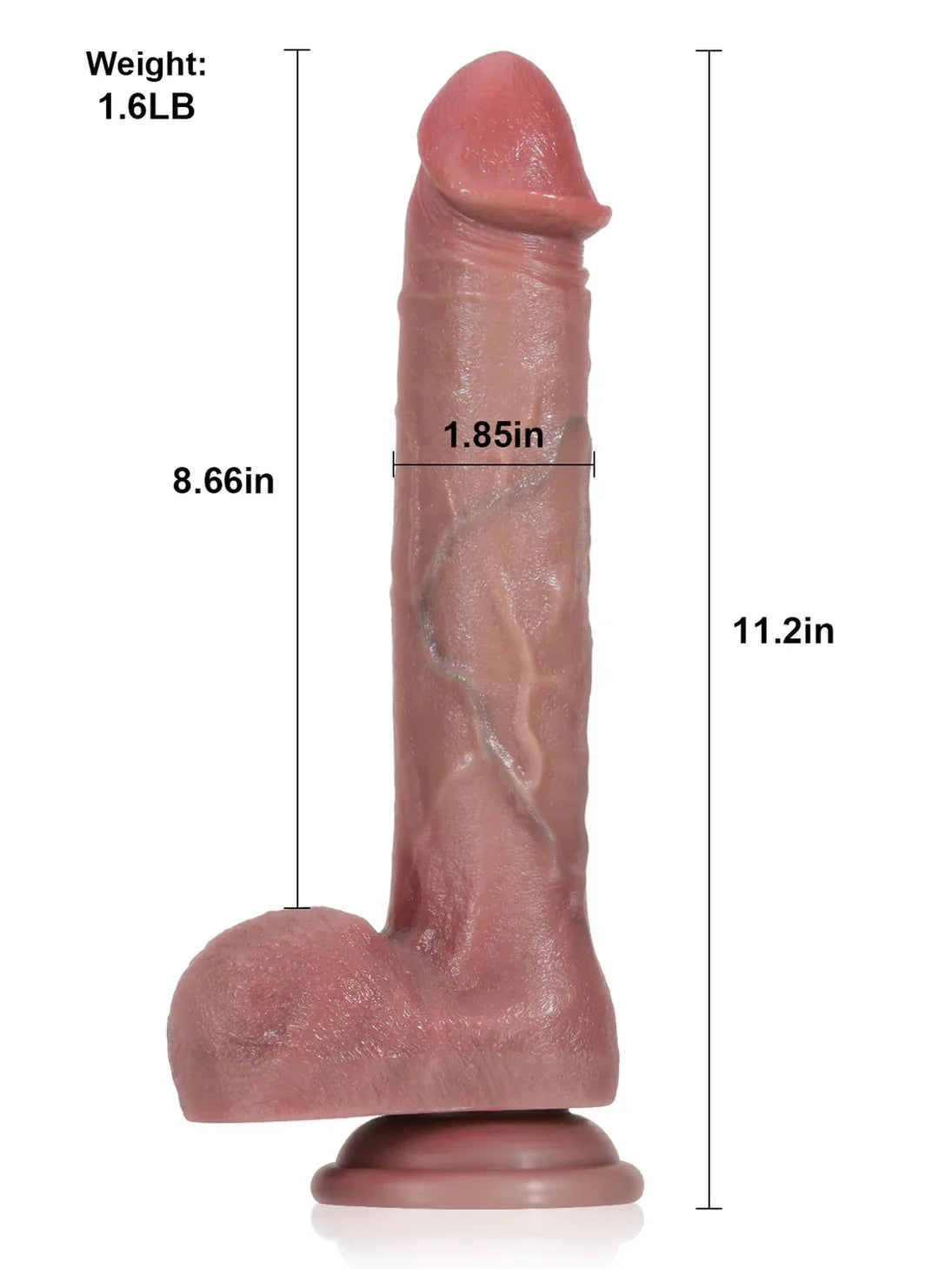 Adrianus 11" x 1.9" Flesh Big Vibrating Thrusting Dildo 7 Modes Thrusting & 3 Modes Vibrating